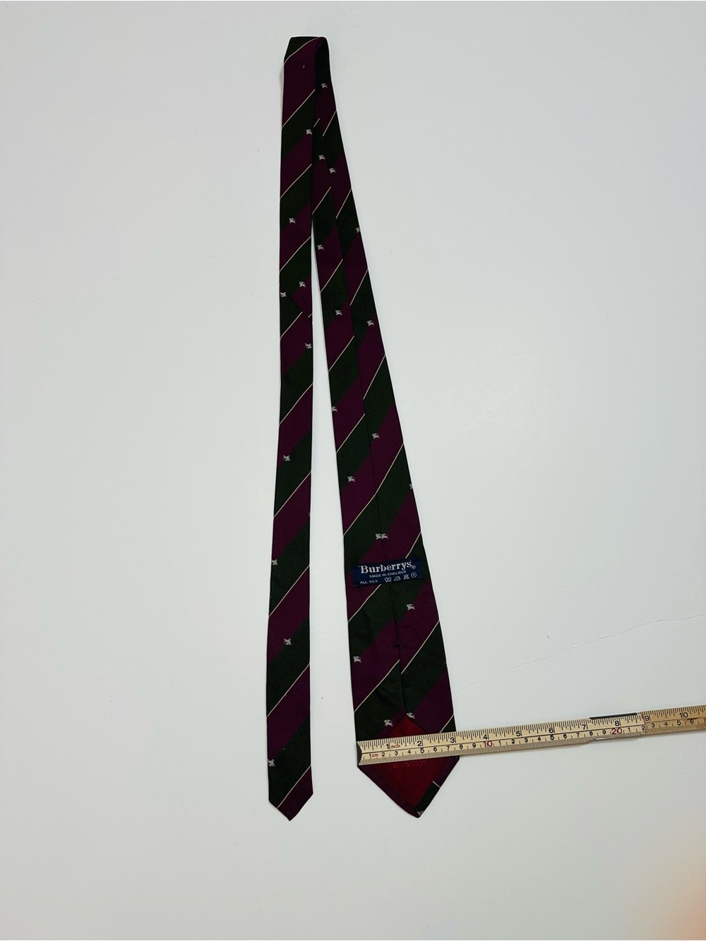 BURBERRYS VINTAGE PRE 1999 MADE IN ENGLAND SILK TIE STRIPED OLD MONEY PREPPY - Picture 11 of 13